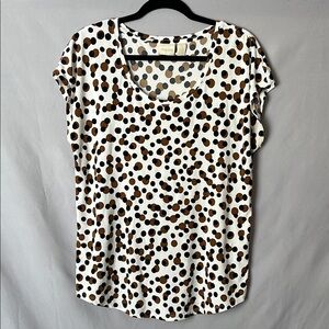 Chicos scoop neck black white brown cap sleeve top | size 1